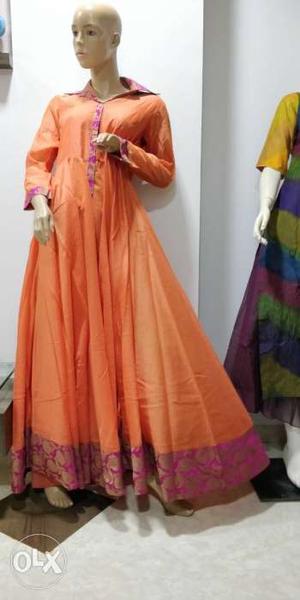 Size M, Anarkali style dress, with a flair of 7.5 metres,