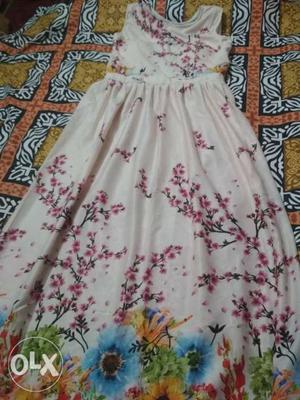 White And Red Floral Spaghetti Strap Dress size large