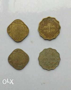 1 and 1/2anna george vi king emperor coins