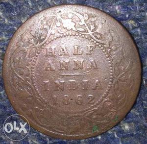156 Year's Old Coin Half Anna India...Not Fixed Price