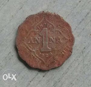 1anna copper coin George v king emperor 