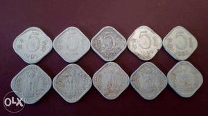 5 paisa aluminum coins - Set of 10 coins
