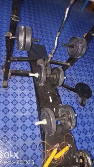 Black gym set And 50kg Weight Plates