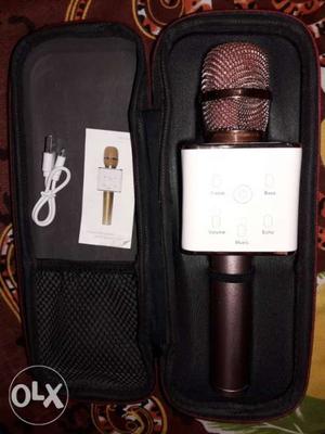 Brown And White Cordless Microphone