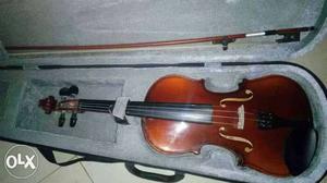 Brown Violin With Box And Case
