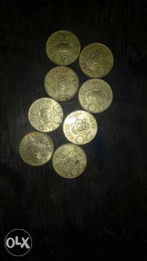 Gold-colored 20 Indian Paise Coin Collection