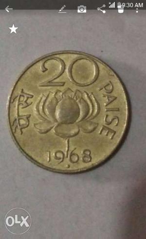 Gold-colored 20 Indian Paise Coin Screenshot