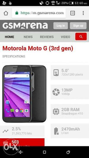 Moto g3 (4g Volte) 2gb ram 16gb internal In good