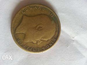 Round Gold-colored King Edward Emperor Coin