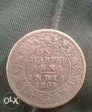 Round Silver-colored  Indian Anna Coin