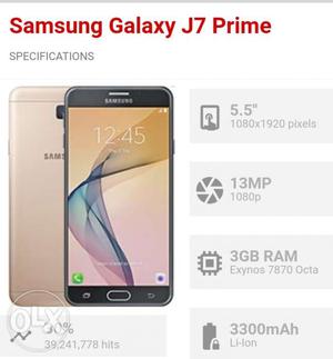 Samsung j7 prime 3GB RAM 32GB internal storage