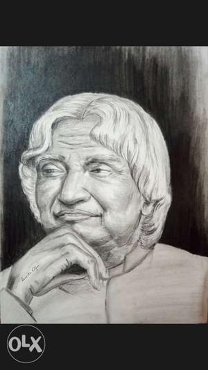 Self made portrait of Kalam Sir. Charcoal on