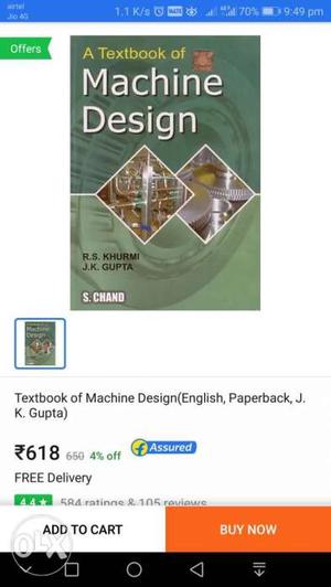 Textbook Of Machine Design by R. S. Khurmi. Price
