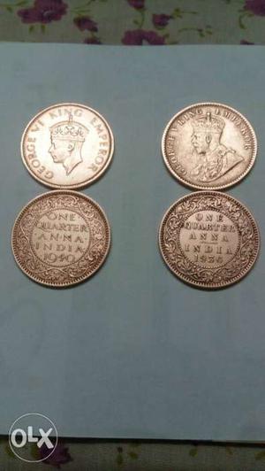 4 Pcs Old Indian Coin Sale