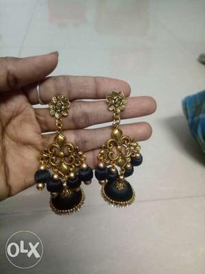 Antique and silk thread earrings