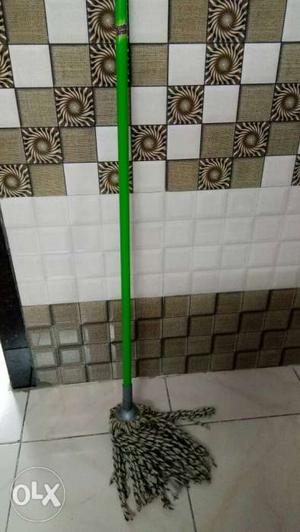 Black And White Mop With Green Handle