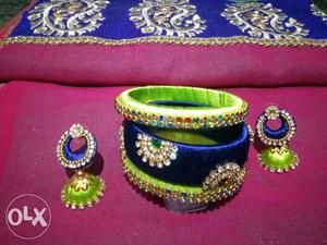 Blue And Green Silk Thread Bracelets