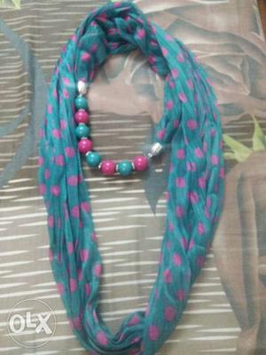 Blue, Green, And Pink Beaded Necklace