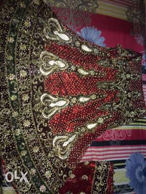 Bridal lehnga, dry cleaned, free size with margins