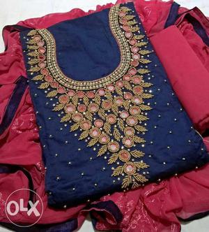 Chanderi cotton top with Inner and salwar with Dupatta dress