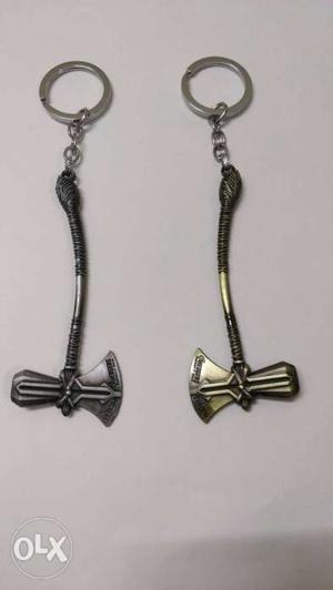 Silver And Gold Battle Axe Keychains