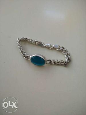 Silver-colored Blue Gemstone Bracelet. Original silvar with
