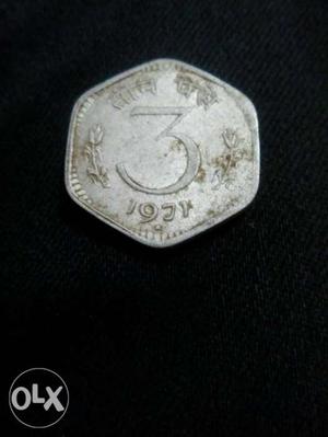 This is an Indian coin of 3paise of 