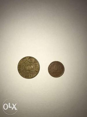 Vintage Indian coins, dated  nd  resp