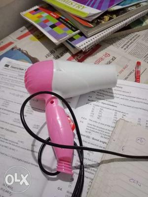 White And Pink Corded Hair Blower
