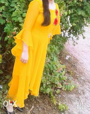 Women's Yellow Long-sleeved Dress also other colours