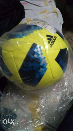 Yellow And Blue Adidas Soccer Ball