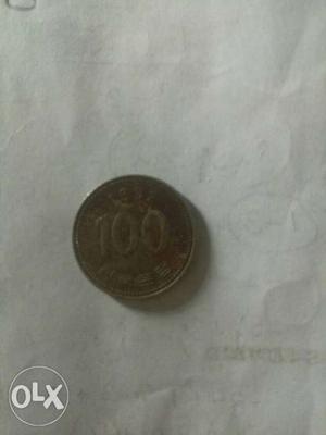  south korean 100 won in bad condition