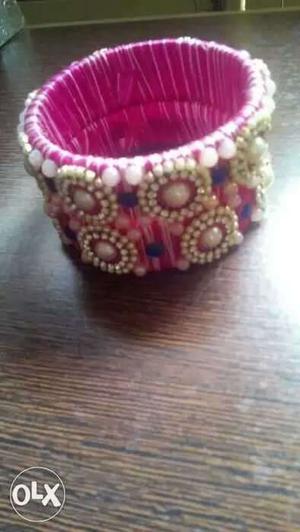 Beaded White And Pink Bracelet