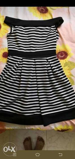 Black And White Stripe Sleeveless Dress