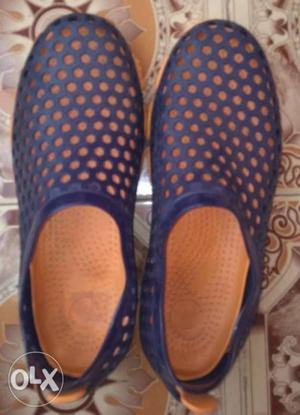Blue And Orange Rubber Clog Shoes