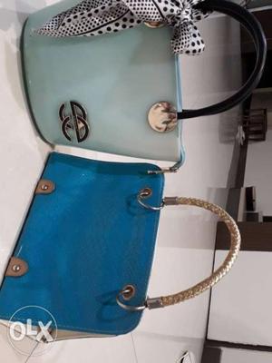 Blue And White Leather Michael Kors Tote Bag