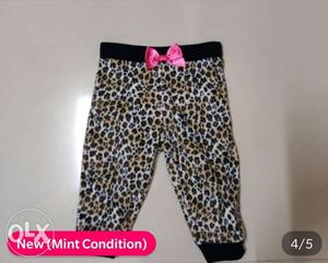 Cheetah print baby girl fleece pant