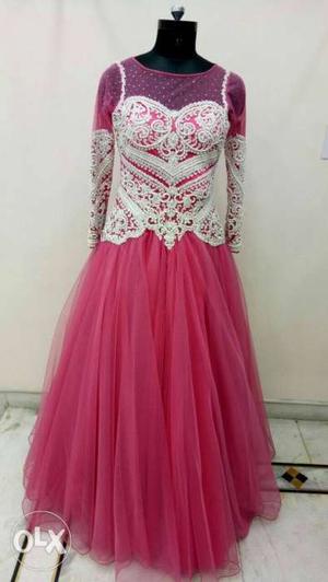 Designer Party Wear Gown In Pearl Work