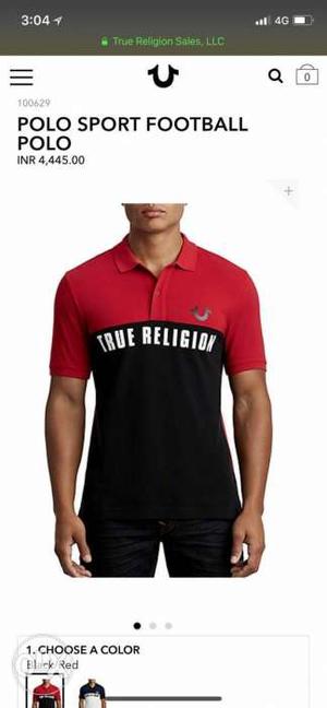 Men's Red And Black True Religion Polo Shirt Screenshot