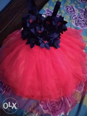 New Girl's Navy Blue And Pink Tutu Dress