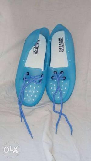 Pair Of Blue Leather Boat Shoes
