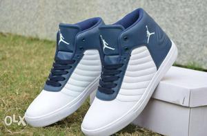 Pair Of Blue-and-white Air Jordan