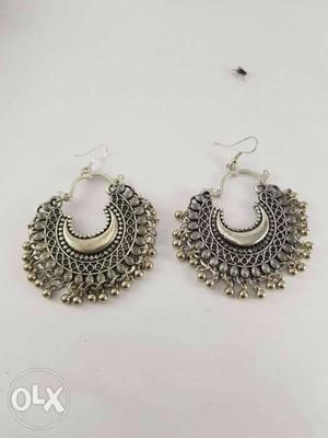 Pairs Of Silver-colored Dangling Earrings