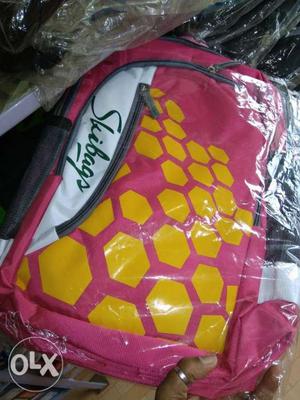Pink, Yellow, And White Backpack
