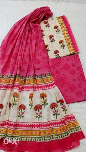 Pure jaipuri cotton dress material with cotton