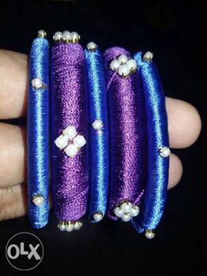 Purple And Blue Silk-thread Bangles
