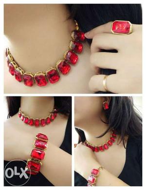 Red stone jewellery set
