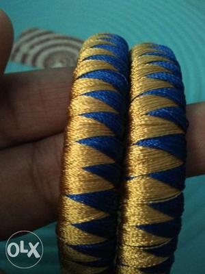 Set of two silk thread bangles