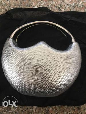 Silver Leather Hobo Bag
