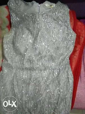 Silver shimmer L to XL floor length party wear